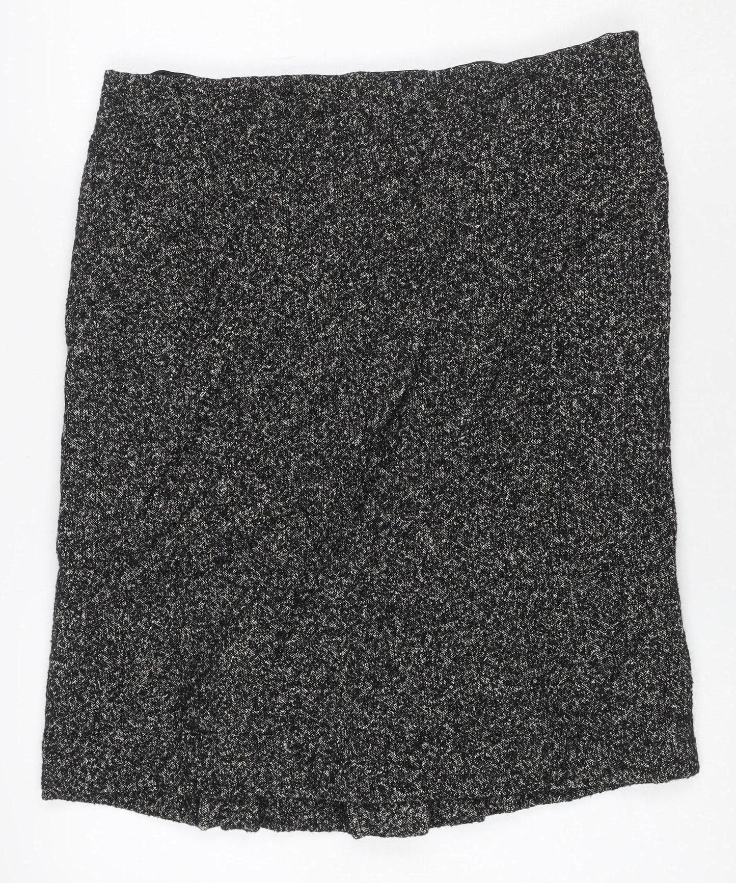 Viyella Women Grey Tweed Wool Blend UK 14 Knee Length Pencil Skirt
