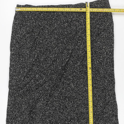 Viyella Women Grey Tweed Wool Blend UK 14 Knee Length Pencil Skirt