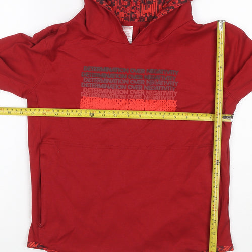 adidas Boys Red 11-12 Years Pullover Hoodie Graphic Print Sports