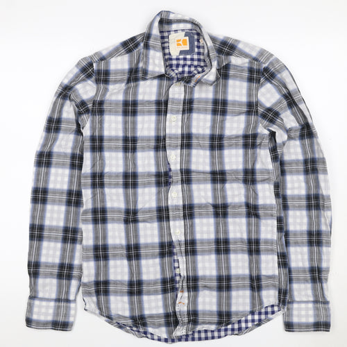 Hugo Boss Orange Men’s Blue Grey Check Cotton Shirt Size S