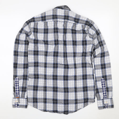 Hugo Boss Orange Men’s Blue Grey Check Cotton Shirt Size S