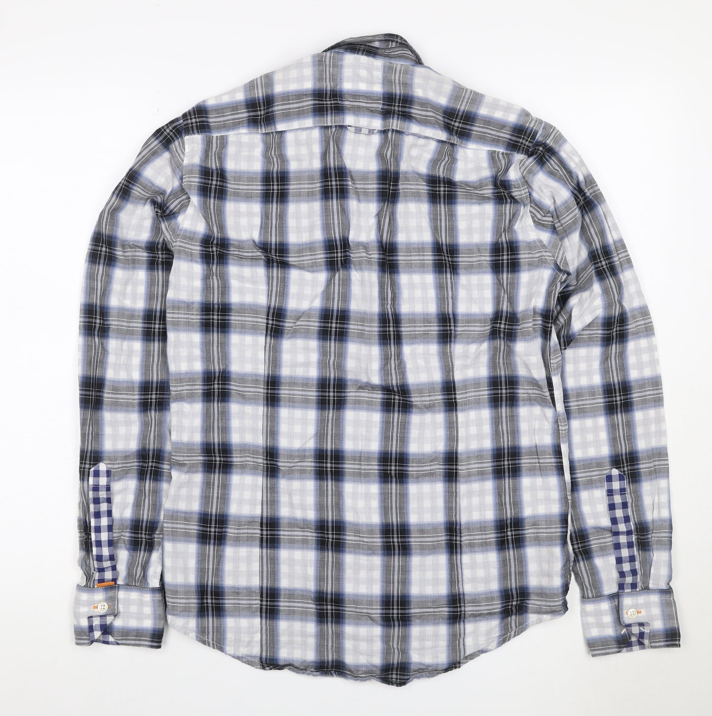 Hugo Boss Orange Men’s Blue Grey Check Cotton Shirt Size S