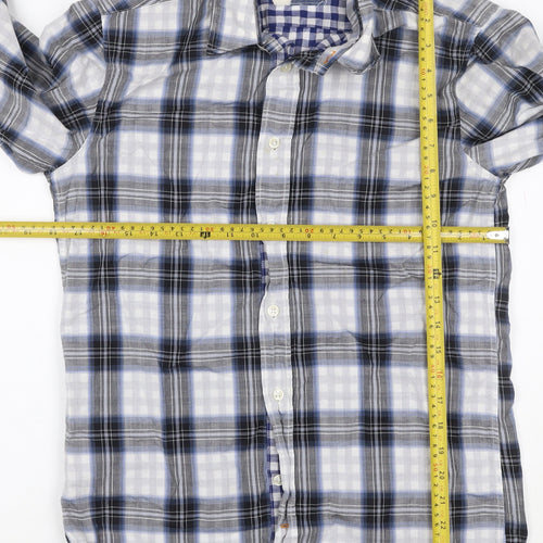 Hugo Boss Orange Men’s Blue Grey Check Cotton Shirt Size S