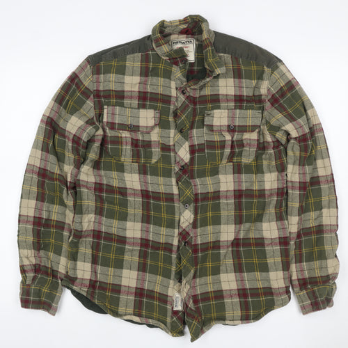 Regatta Men’s Green Plaid Lined Flannel Button-Up Shirt Size L