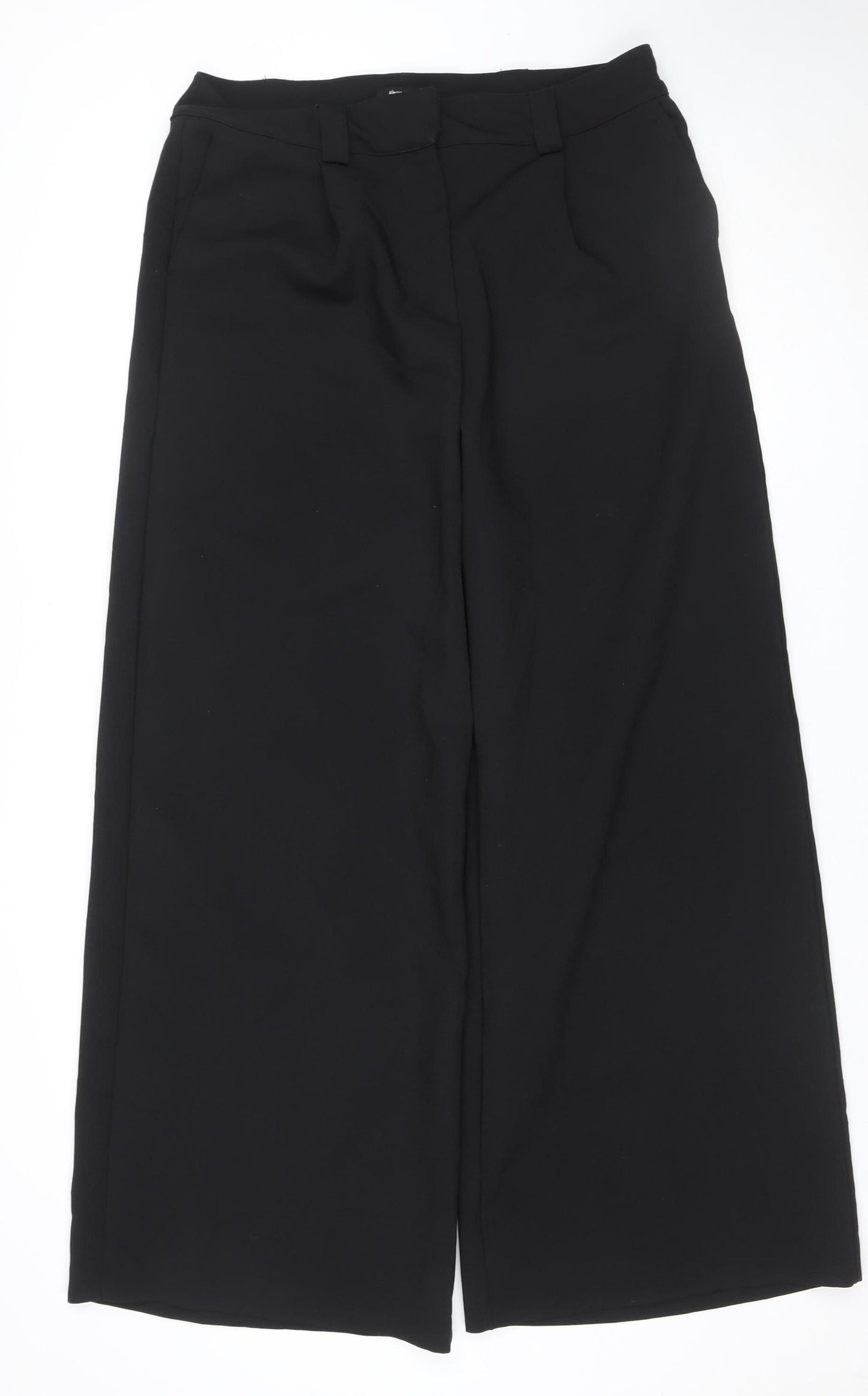 Nasty Gal Women’s Black UK 16 Wide-Leg Tailored Trousers Buckle Detail