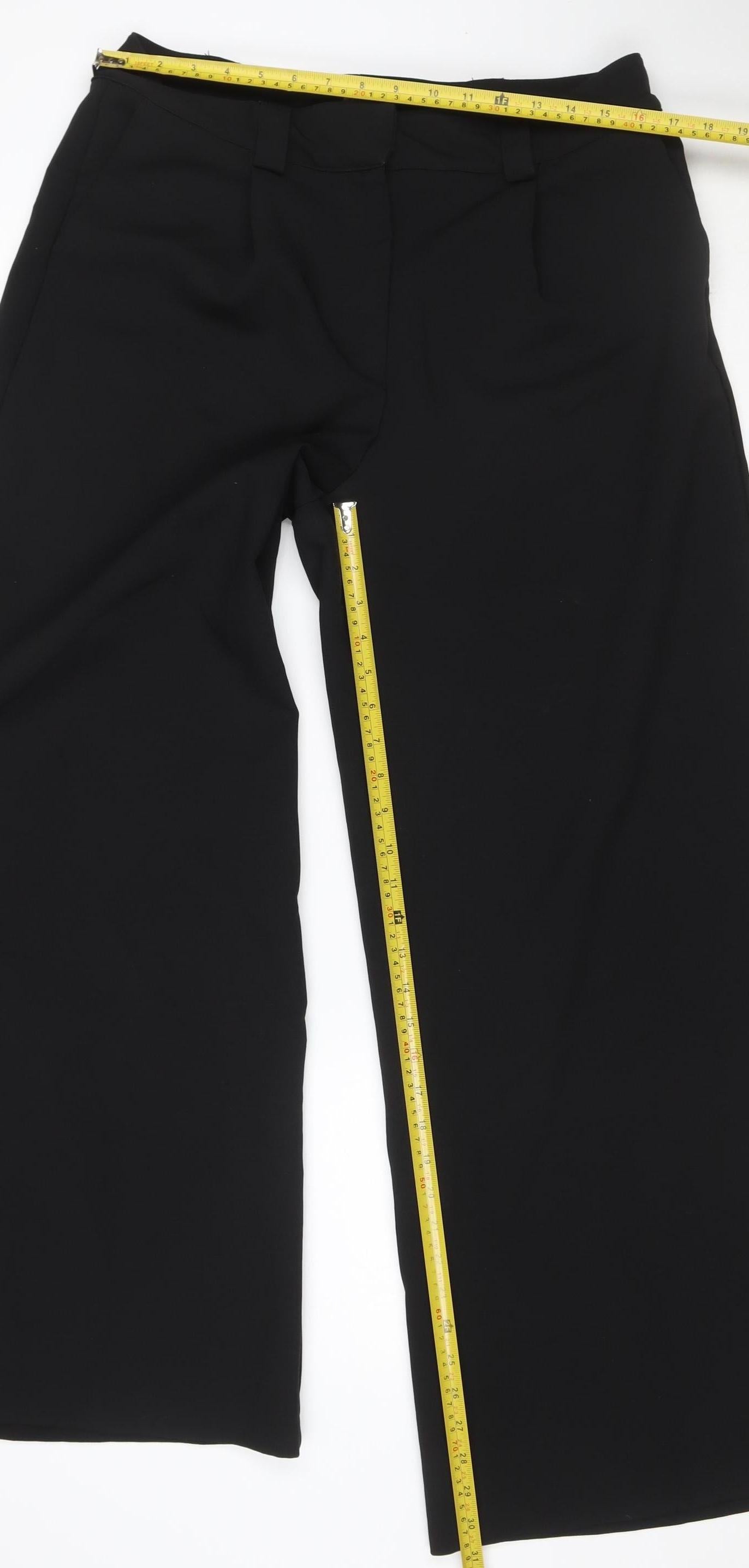 Nasty Gal Women’s Black UK 16 Wide-Leg Tailored Trousers Buckle Detail