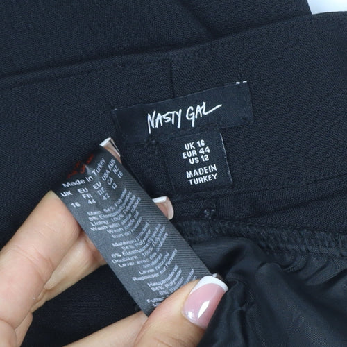 Nasty Gal Women’s Black UK 16 Wide-Leg Tailored Trousers Buckle Detail