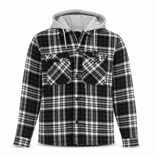 H&M Men’s Black Grey Plaid Hooded Shacket Jacket Size M