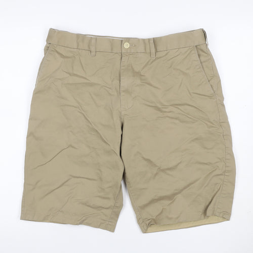Marks and Spencer Men’s Beige W36 Cotton Chino Shorts Flat Front