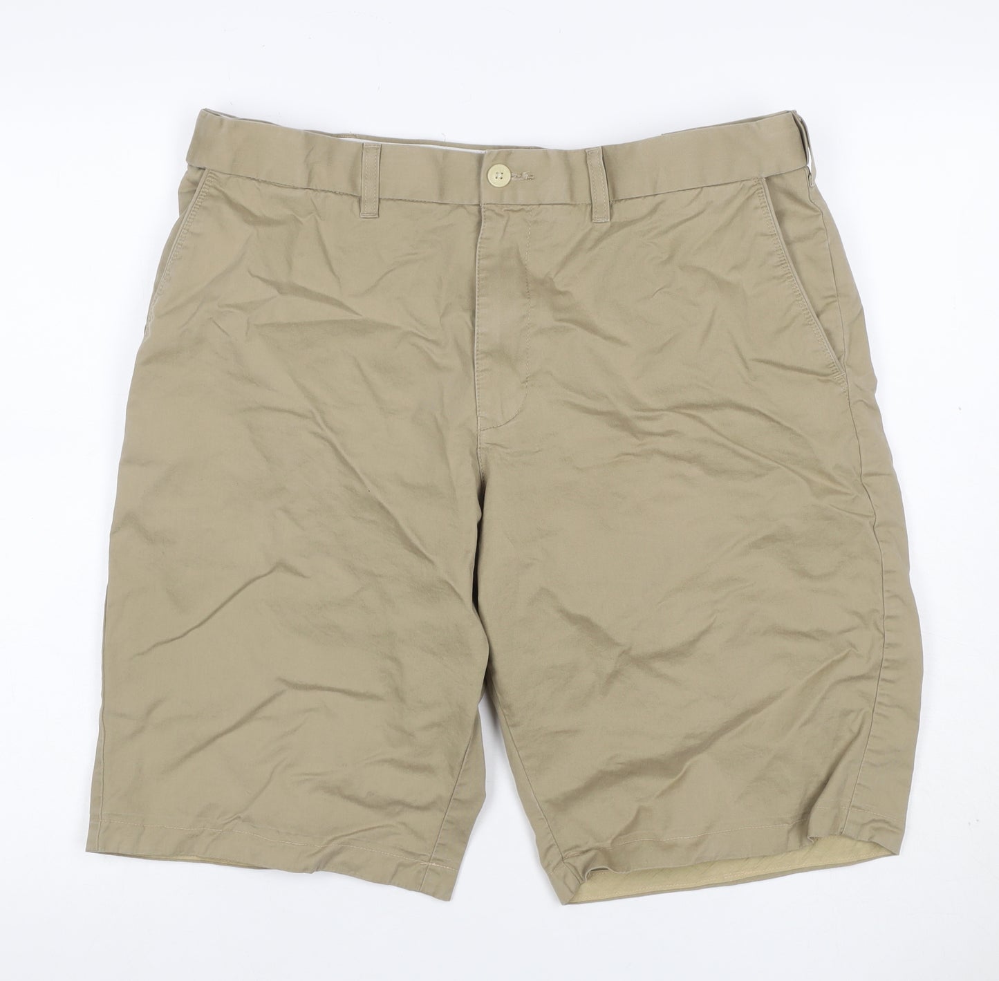 Marks and Spencer Men’s Beige W36 Cotton Chino Shorts Flat Front
