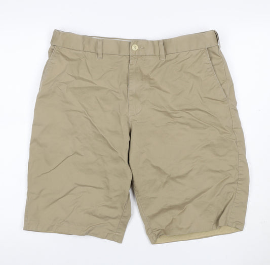Marks and Spencer Men’s Beige W36 Cotton Chino Shorts Flat Front