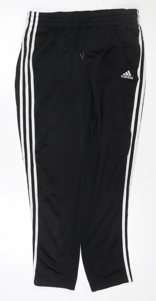 Adidas Women’s Black UK 18 Track Pants White 3 Stripe Primegreen