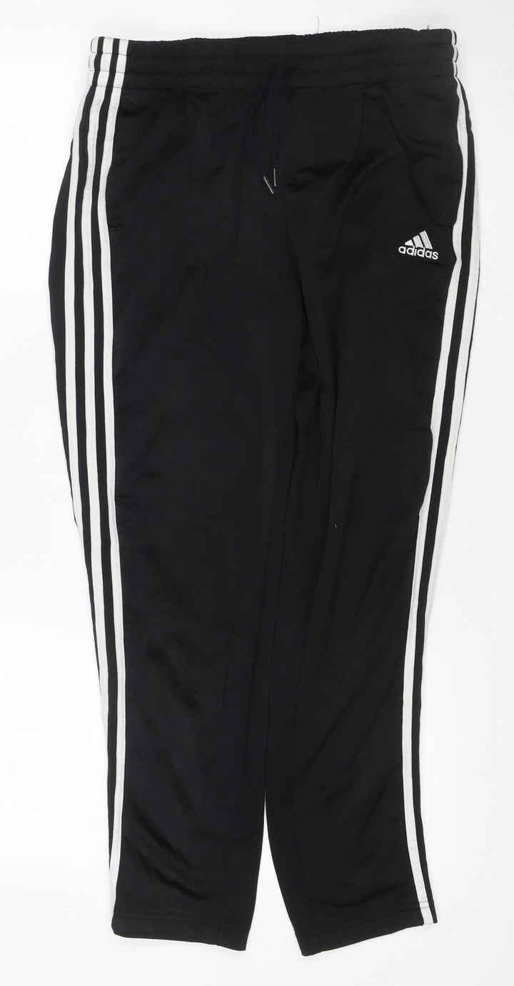 Adidas Women’s Black UK 18 Track Pants White 3 Stripe Primegreen