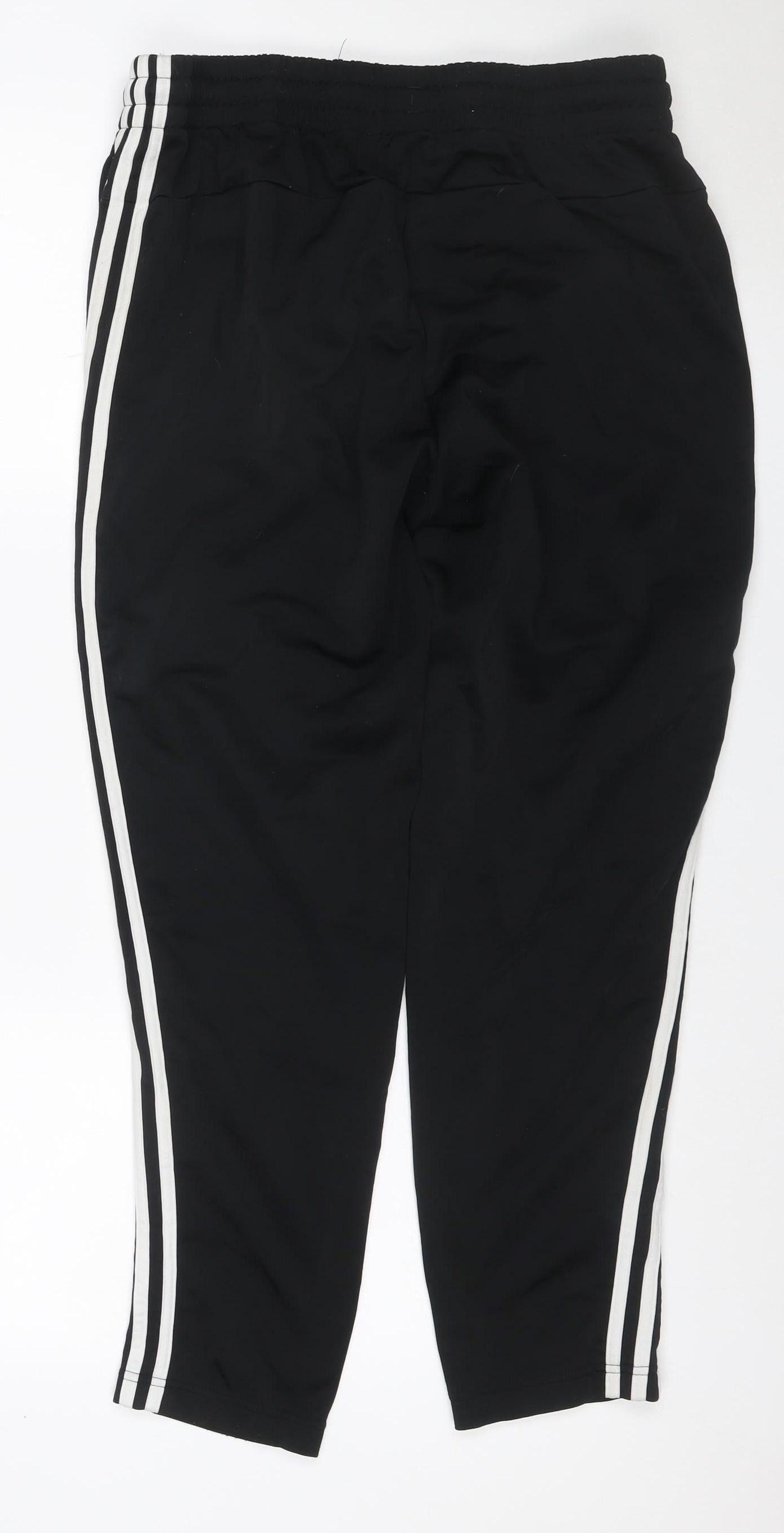 Adidas Women’s Black UK 18 Track Pants White 3 Stripe Primegreen