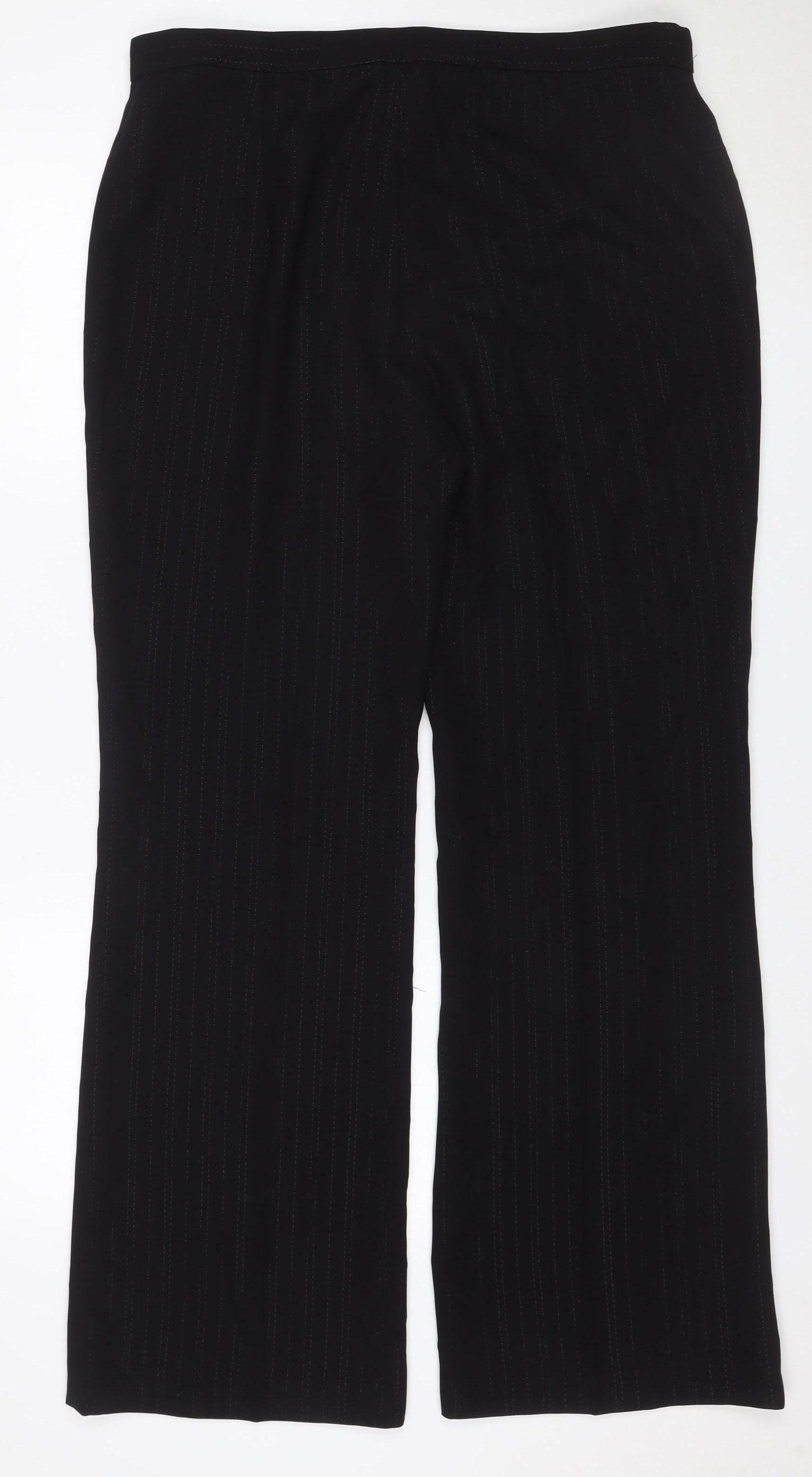 Elizabeth Emanuel Women’s Black Pinstripe Wide-Leg Trousers UK 18