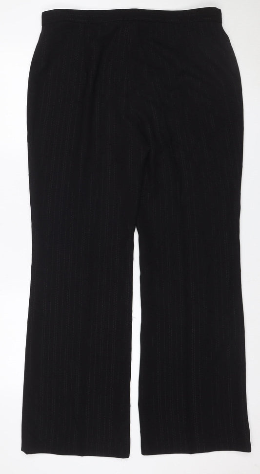 Elizabeth Emanuel Women’s Black Pinstripe Wide-Leg Trousers UK 18