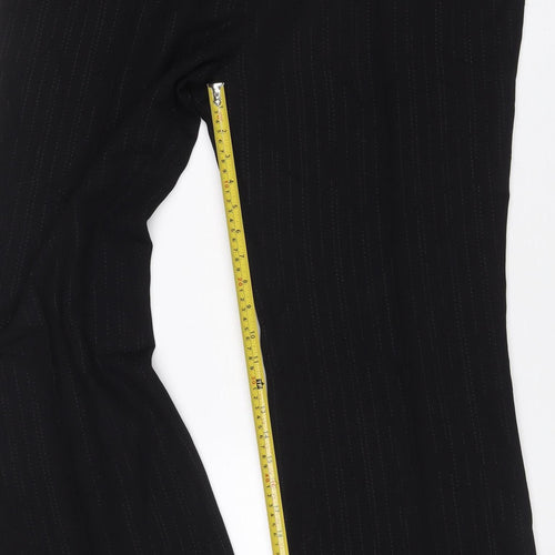 Elizabeth Emanuel Women’s Black Pinstripe Wide-Leg Trousers UK 18