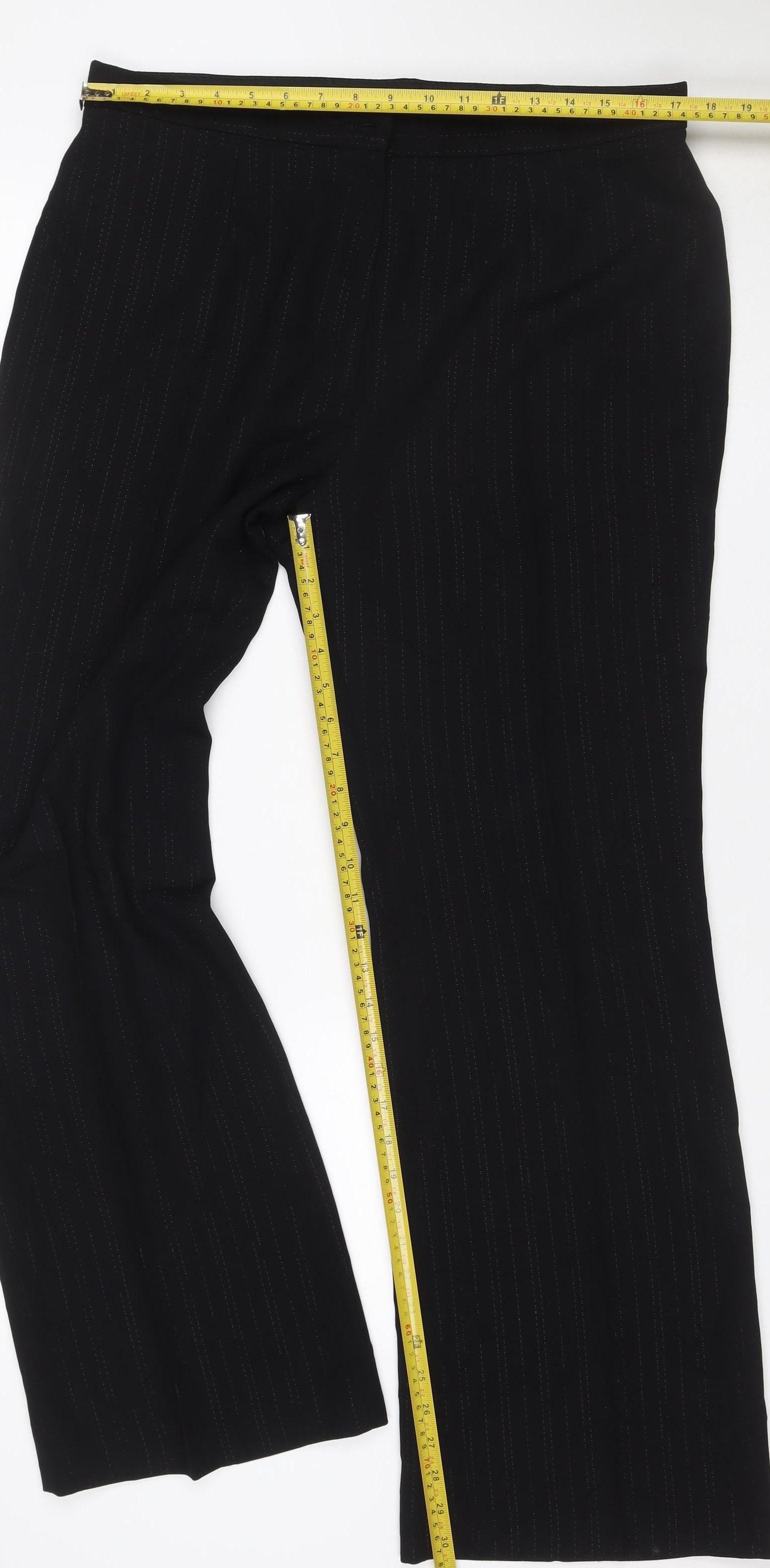Elizabeth Emanuel Women’s Black Pinstripe Wide-Leg Trousers UK 18