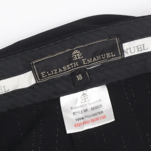 Elizabeth Emanuel Women’s Black Pinstripe Wide-Leg Trousers UK 18