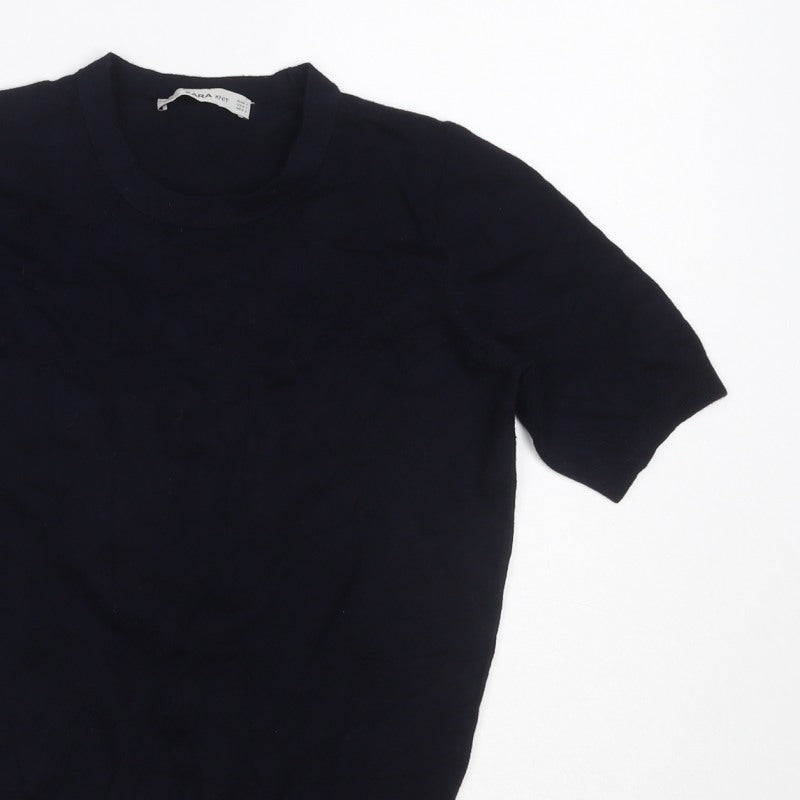 Additional view of Zara Women Black S Basic Knit Short Sleeve Round Neck Top