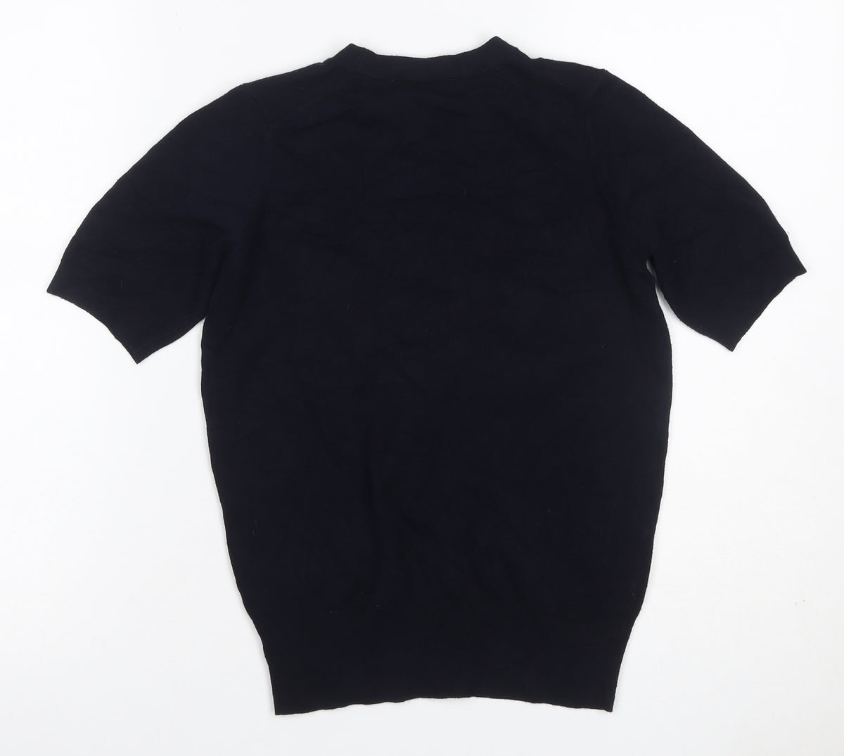Close-up detail of Zara Women Black S Basic Knit Short Sleeve Round Neck Top