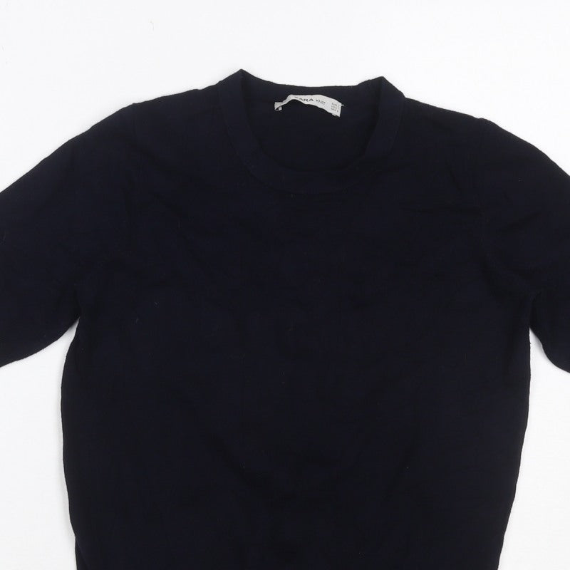 Additional view of Zara Women Black S Basic Knit Short Sleeve Round Neck Top
