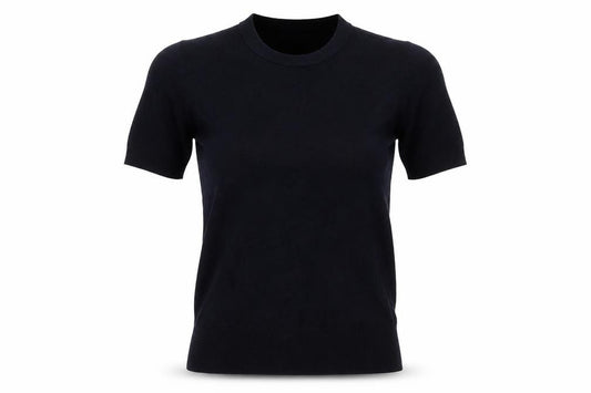 Zara Women Black S Basic Knit Short Sleeve Round Neck Top