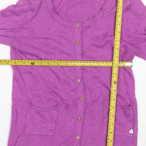 White Stuff Women’s Purple UK 10 Linen Cotton Button Cardigan