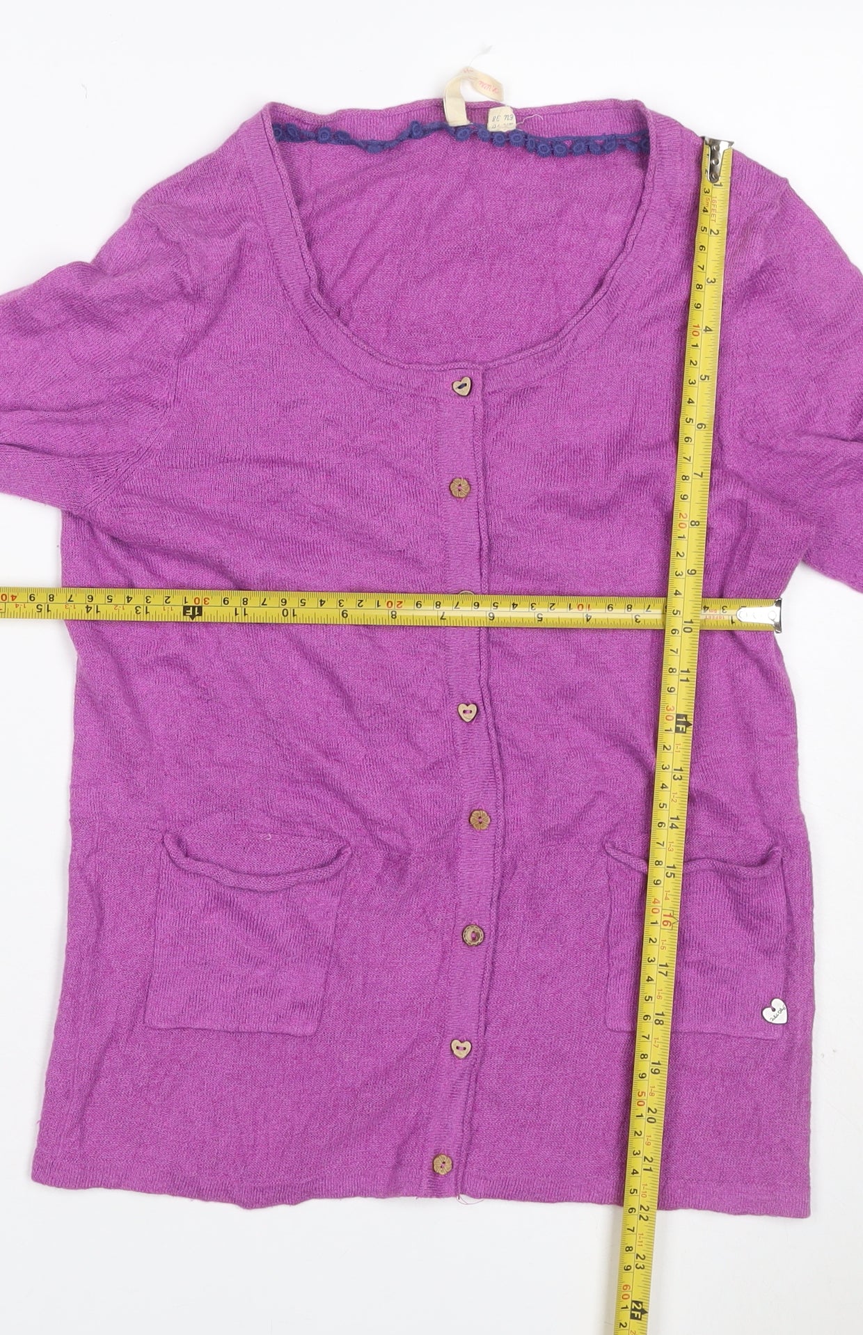 White Stuff Women’s Purple UK 10 Linen Cotton Button Cardigan