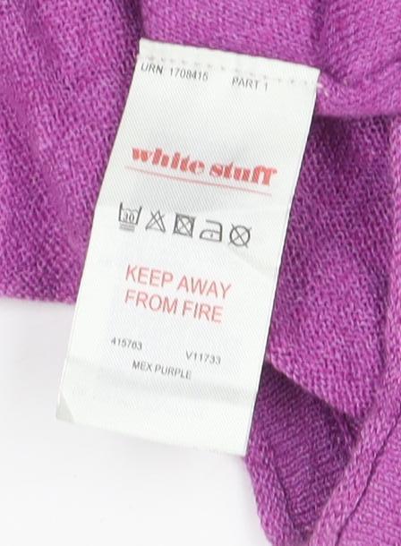 White Stuff Women’s Purple UK 10 Linen Cotton Button Cardigan
