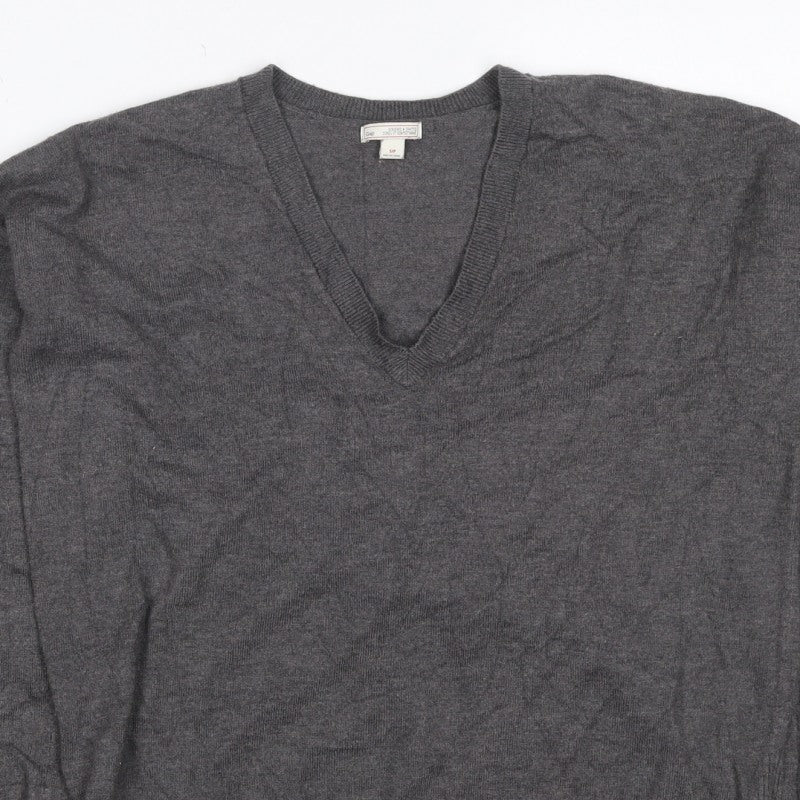 Gap Women's Grey S Petite V-Neck Knit Pullover Jumper Asymmetric Hem