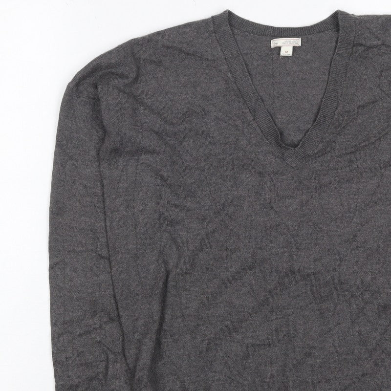 Gap Women's Grey S Petite V-Neck Knit Pullover Jumper Asymmetric Hem