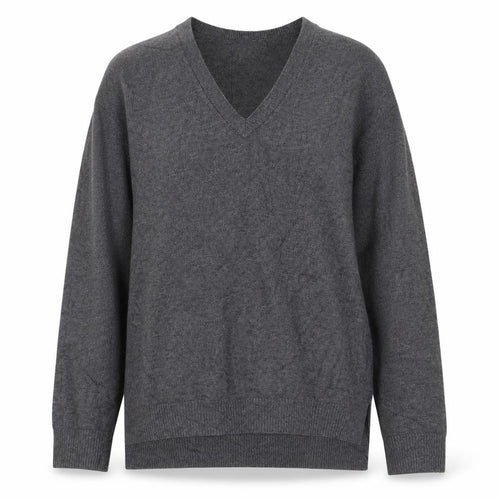Gap Women's Grey S Petite V-Neck Knit Pullover Jumper Asymmetric Hem