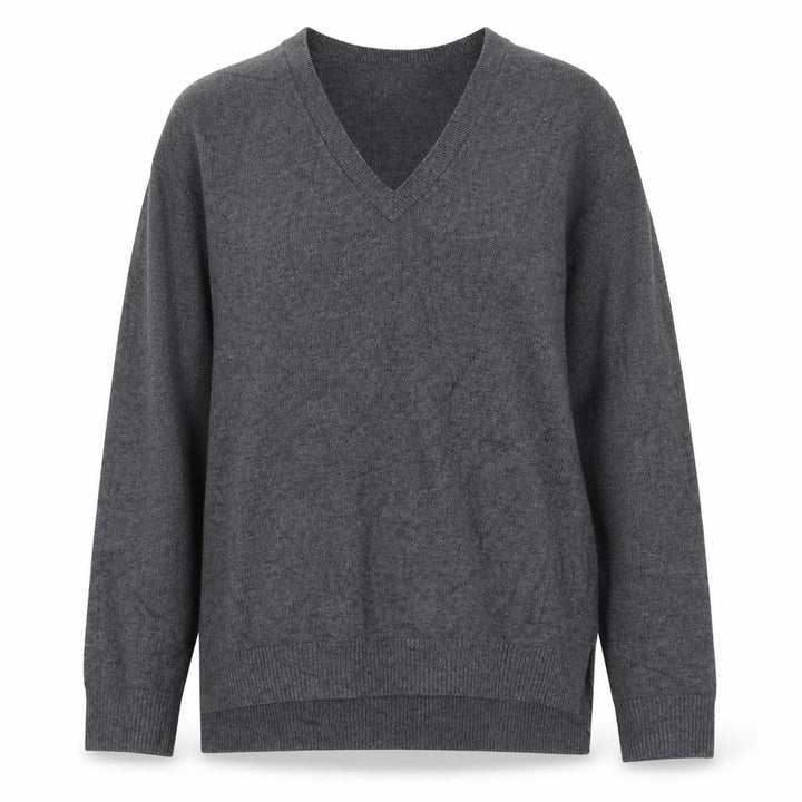 Gap Women's Grey S Petite V-Neck Knit Pullover Jumper Asymmetric Hem