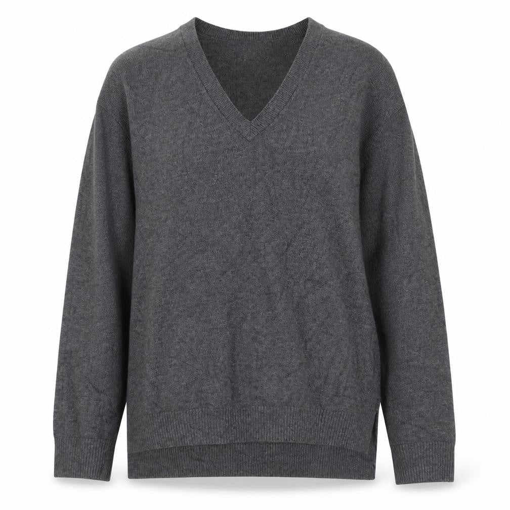 Gap Women's Grey S Petite V-Neck Knit Pullover Jumper Asymmetric Hem