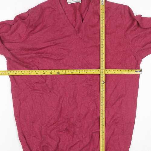 John Lewis Men’s Pink Cotton Cashmere V-Neck Pullover Jumper M