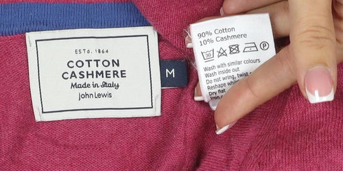 John Lewis Men’s Pink Cotton Cashmere V-Neck Pullover Jumper M