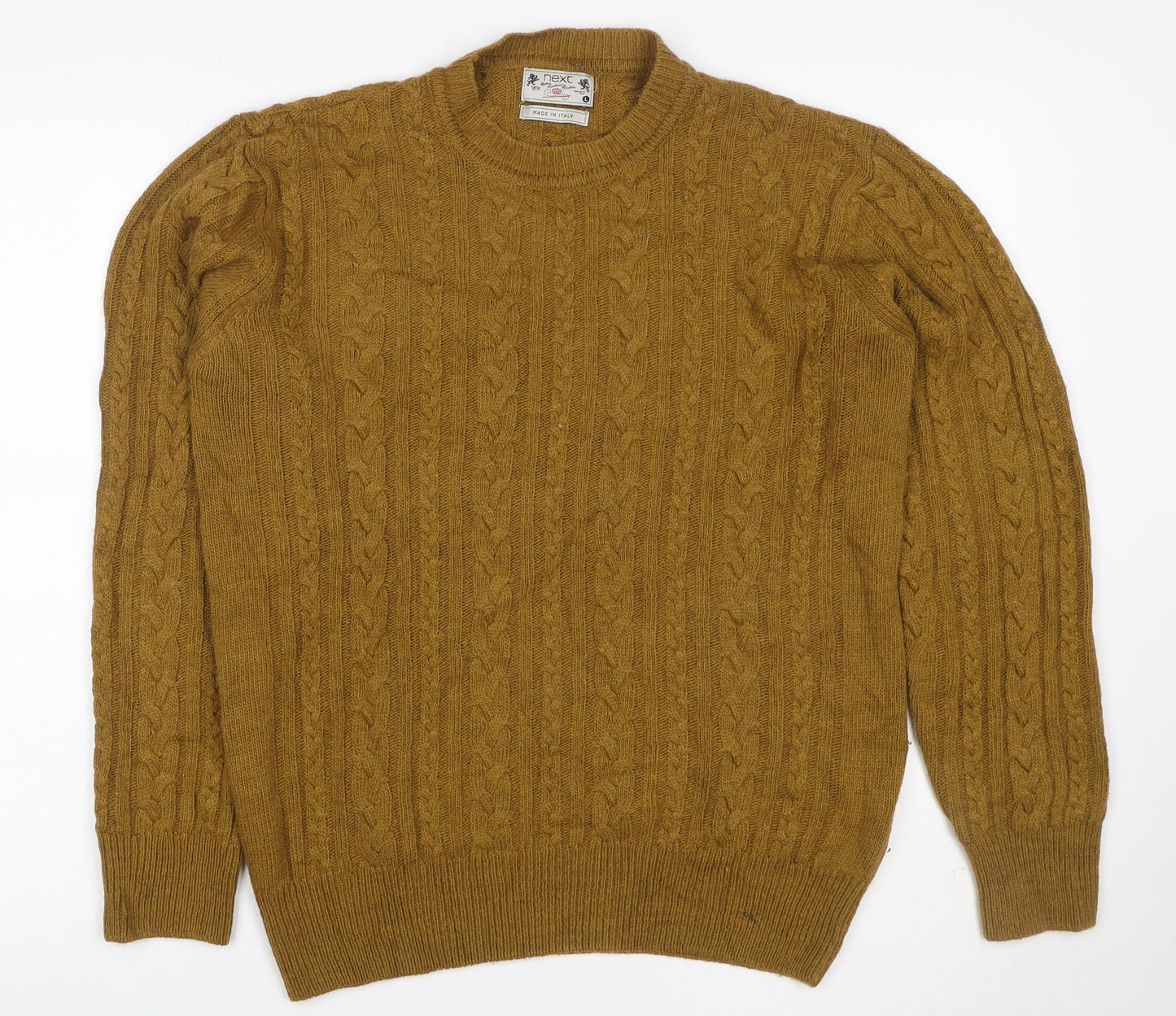 Next Men’s Brown L Cable-Knit Crew Neck Wool Blend Jumper