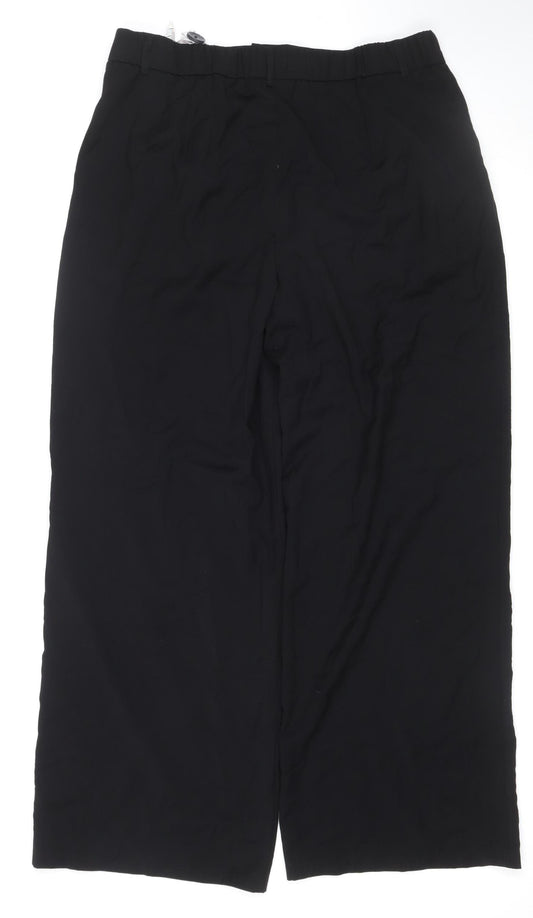 Stradivarius Unisex Adults Black Size 16 Wide-Leg Dress Trousers