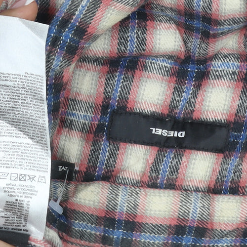 Diesel Men’s M Multicoloured Plaid Flannel Button-Up Shirt