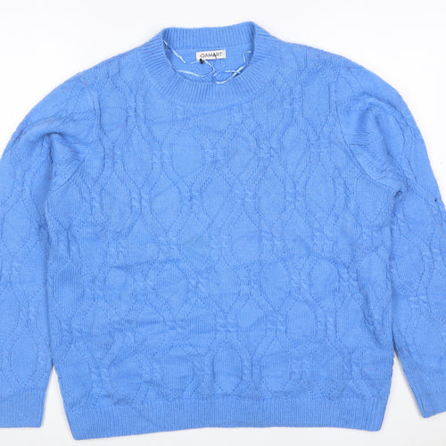 Damart Women Blue UK 14/16 Cable Knit High Neck Acrylic Jumper
