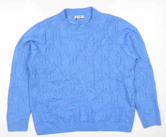 Damart Women Blue UK 14/16 Cable Knit High Neck Acrylic Jumper