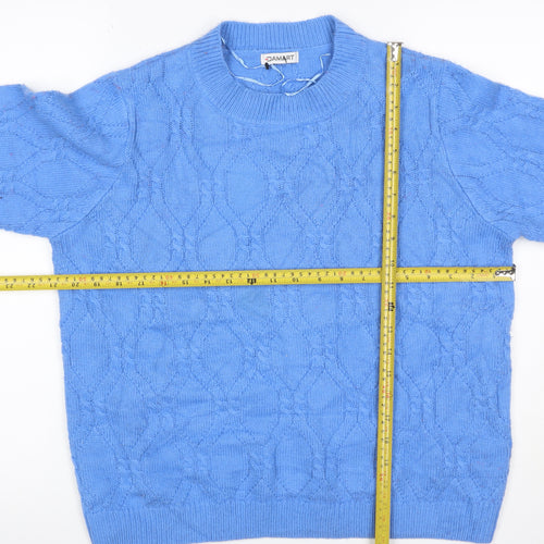 Damart Women Blue UK 14/16 Cable Knit High Neck Acrylic Jumper