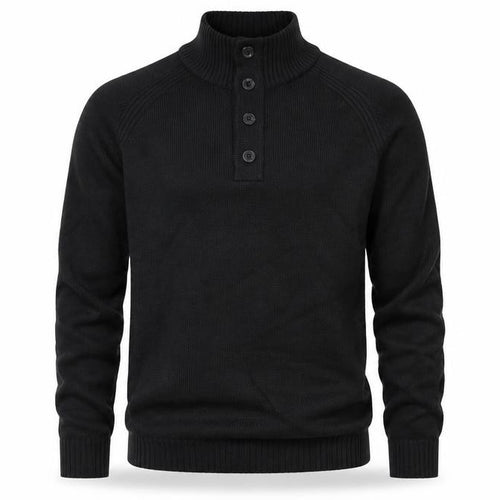 BOSS Hugo Boss Men Black M Wool Blend Cable Knit High Neck Henley Jumper