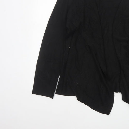 Design History Women’s Black Size 14 Open Waterfall Knit Cardigan