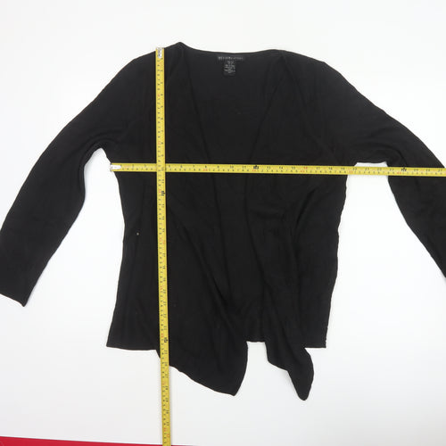 Design History Women’s Black Size 14 Open Waterfall Knit Cardigan