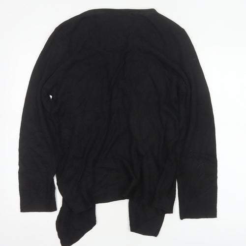 Design History Women’s Black Size 14 Open Waterfall Knit Cardigan