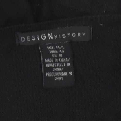 Design History Women’s Black Size 14 Open Waterfall Knit Cardigan