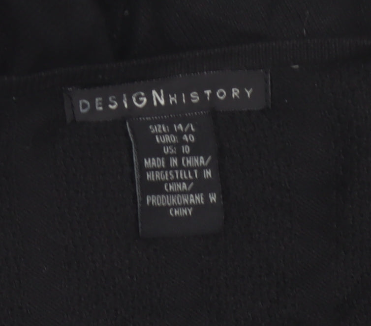 Design History Women’s Black Size 14 Open Waterfall Knit Cardigan