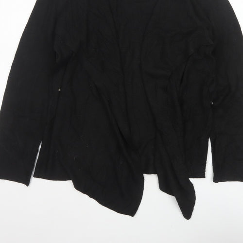 Design History Women’s Black Size 14 Open Waterfall Knit Cardigan